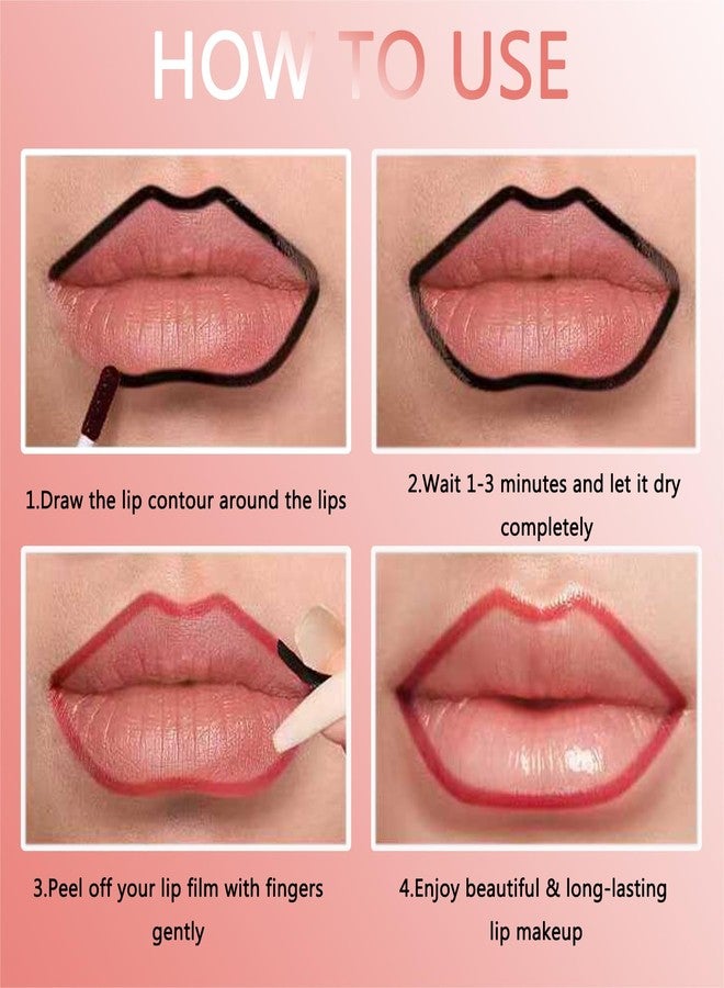 Suaxova 4PCS Peel Off Lip Liner Stain with Tweezer, Long Lasting Waterproof Lip Tint Stains Makeup Set with Matte Finish for Women - Image 2